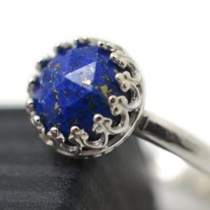 Lapis Lazuli Ring With Engraving Sterling Silver Bezel, Natural Royal Blue Gemstone, Personalized Women's Engagement Jewelry Lapis Lazuli Ring With Engraving Sterling Silver Bezel, Natural Royal Blue Gemstone, Personalized Women's Engagement Jewelry