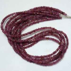 Natural Ruby Beads, Faceted Rondelle Beads, Ruby Rondelle 3 – 3.5mm Aa Beads, Gemstone Beads, 14 Inch Strand Natural Ruby Beads, Faceted Rondelle Beads, Ruby Rondelle 3 – 3.5mm Aa Beads, Gemstone Beads, 14 Inch Strand