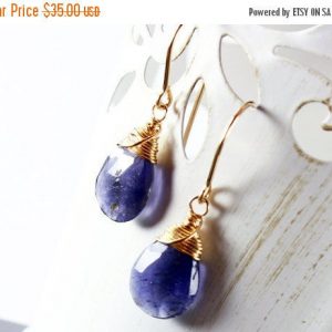 Iolite Earrings, Goldfill Wire Wrap, Gold, Violet Blue Gemstone, Minimalist Modern Earrings, September Birthstone, Gift For Her, 2494 Iolite Earrings, Goldfill Wire Wrap, Gold, Violet Blue Gemstone, Minimalist Modern Earrings, September Birthstone, Gift For Her, 2494