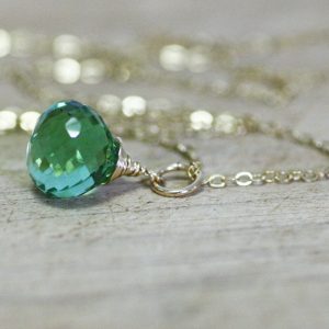 Green Amethyst Briolette Wire Wrapped Pendant In 14k Gold Filled , February Birthstone , 33rd Anniversary , From Canada , Forest Green Green Amethyst Briolette Wire Wrapped Pendant In 14k Gold Filled , February Birthstone , 33rd Anniversary , From Canada , Forest Green