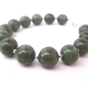 Jade Bracelet, Genuine Jade, Natural Jade, Green Jade Bracelet, Sterling Silver Beads, Jade Jewelry, St. Patrick's Day, Irish Jewelry Jade Bracelet, Genuine Jade, Natural Jade, Green Jade Bracelet, Sterling Silver Beads, Jade Jewelry, St. Patrick's Day, Irish Jewelry