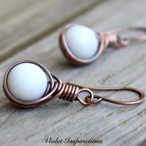Onyx And Copper Earrings / White Onyx / Copper Earrings / Wire Wrapped Jewelry / Wire Wrapped Earrings / White Earrings / Summer Earrings Onyx And Copper Earrings / White Onyx / Copper Earrings / Wire Wrapped Jewelry / Wire Wrapped Earrings / White Earrings / Summer Earrings