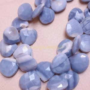 Natural Peruvian Blue Opal Heart, Blue Opal Faceted Heart Shape Briolettes, 12-15 Mm Size, Half Strand, Loose Gemstone Almond Beads 146 Natural Peruvian Blue Opal Heart, Blue Opal Faceted Heart Shape Briolettes, 12-15 Mm Size, Half Strand, Loose Gemstone Almond Beads 146