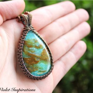 Peruvian Blue Opal / Wire Wrapped Jewelry / Copper Jewelry / Copper Pendant / Wire Wrapped Pendant / Wire Woven Jewelry Peruvian Blue Opal / Wire Wrapped Jewelry / Copper Jewelry / Copper Pendant / Wire Wrapped Pendant / Wire Woven Jewelry