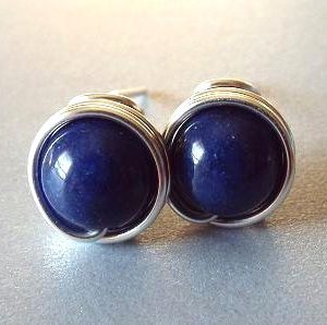 Blue Jade Earrings, Navy Blue Earrings, Something Blue, Gift For Best Friend, Blue Stud Earrings, Nautical Earrings, Bridesmaid Gift Blue Jade Earrings, Navy Blue Earrings, Something Blue, Gift For Best Friend, Blue Stud Earrings, Nautical Earrings, Bridesmaid Gift
