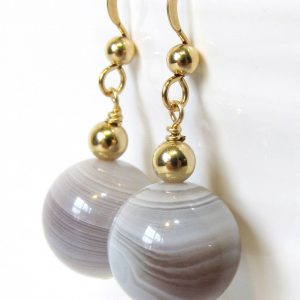 Botswana Agate Earrings With Gold Filled Hooks And Beads, Warm Color Semi-precious Stone Drop Earrings, Handmade Earth Tone Jewelry Botswana Agate Earrings With Gold Filled Hooks And Beads, Warm Color Semi-precious Stone Drop Earrings, Handmade Earth Tone Jewelry