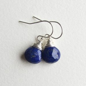Blue Lapis Lazuli Earrings With Sterling Silver Ear Wires Simple Dangle Drop Gemstone Jewelry Handmade In Seattle Gift For Her Blue Lapis Lazuli Earrings With Sterling Silver Ear Wires Simple Dangle Drop Gemstone Jewelry Handmade In Seattle Gift For Her