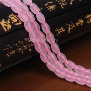 Rose Quartz Barrel Beads, Pink Quartz Crystal Oval Beads, Full Strand Semi Precious Stone Rice Beads For Diy Jewelry Making Rose Quartz Barrel Beads, Pink Quartz Crystal Oval Beads, Full Strand Semi Precious Stone Rice Beads For Diy Jewelry Making