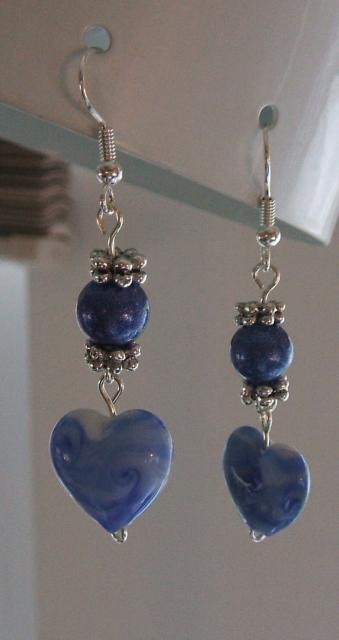 Blue Heart Earrings