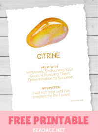 Citrine Free Printable Gemstone Properties Card #gemstones #crystals
