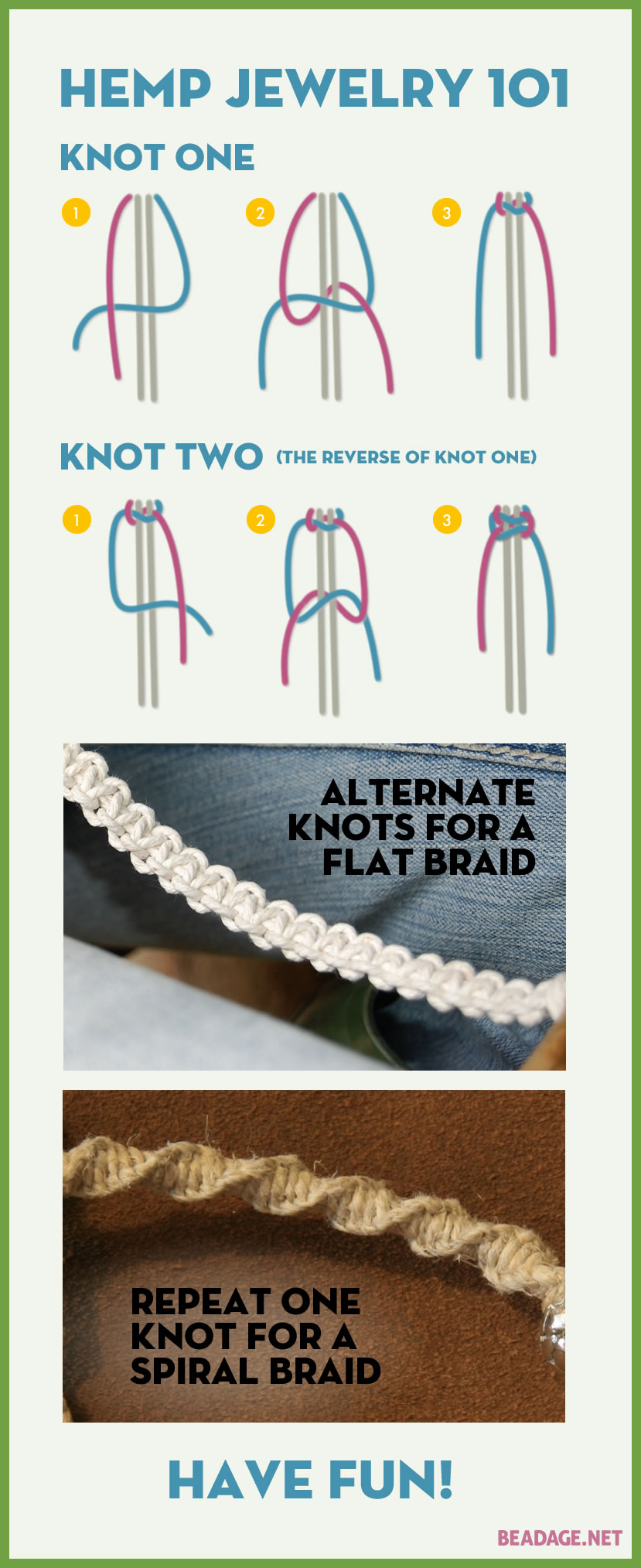 Hemp Jewelry 101 - The Two Basic Knots