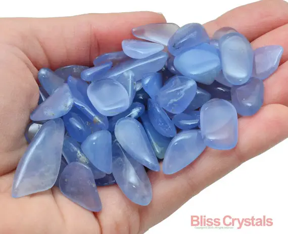 1 Gm Gem Blue Chalcedony Agate Tumbled Stone (5 Carat) Small Healing Crystal And Stone Jewelry Crafts #wb02