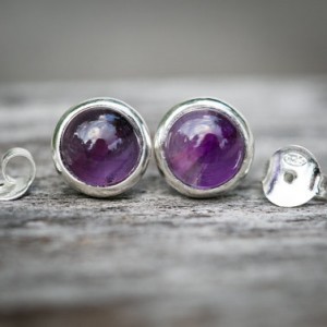 Shop Amethyst Earrings! Amethyst 9mm Stud Earrings – February birthstone studs – Amethyst Cabochon Posts – Amethyst earrings – Sterling Silver – Amethyst Studs | Natural genuine Amethyst earrings. Buy crystal jewelry, handmade handcrafted artisan jewelry for women.  Unique handmade gift ideas. #jewelry #beadedearrings #beadedjewelry #gift #shopping #handmadejewelry #fashion #style #product #earrings #affiliate #ad
