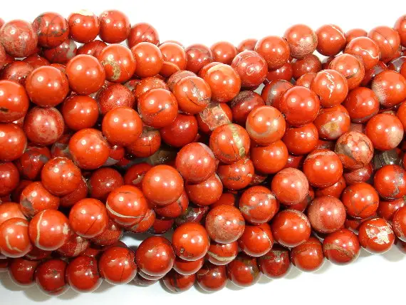 Red Jasper Beads, Round, 8 Mm, 16 Inch, Full Strand, Approx. 47 Beads, Hole 1 Mm(371054006)