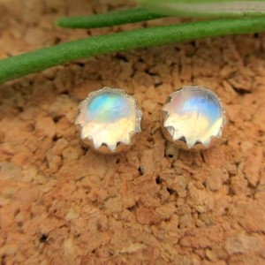 Shop Rainbow Moonstone Earrings! Moonstone Stud Earrings, 14k Gold or Sterling Silver | Cabochon Post Earrings | Blue Rainbow Moonstone | Made in Oregon | Natural genuine Rainbow Moonstone earrings. Buy crystal jewelry, handmade handcrafted artisan jewelry for women.  Unique handmade gift ideas. #jewelry #beadedearrings #beadedjewelry #gift #shopping #handmadejewelry #fashion #style #product #earrings #affiliate #ad