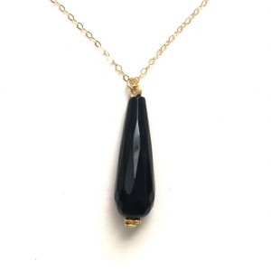 Shop Onyx Necklaces! Black Onyx Gold Necklace, Long Teardrop Black Onyx Necklace, Gold Filled Chain Necklace | Natural genuine Onyx necklaces. Buy crystal jewelry, handmade handcrafted artisan jewelry for women.  Unique handmade gift ideas. #jewelry #beadednecklaces #beadedjewelry #gift #shopping #handmadejewelry #fashion #style #product #necklaces #affiliate #ad