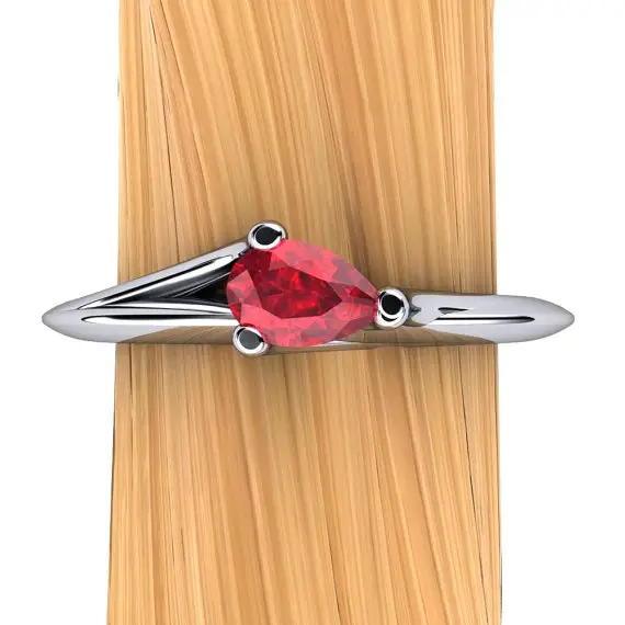 Ruby Ring In Platinum | Pear Shape Natural Genuine Ruby Ring