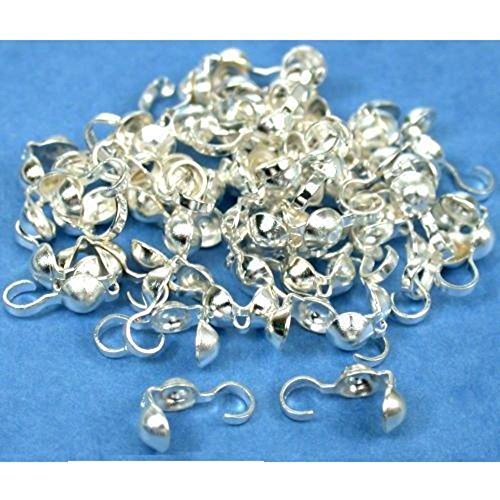 1 X 50 Bead Tips Clamshell Silver Plated Bead Stringing Parts