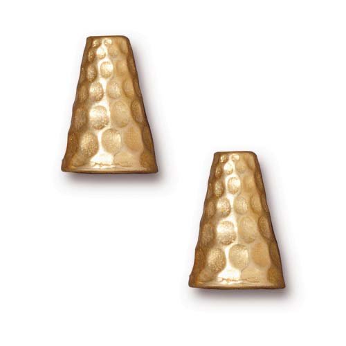 22k Gold Plated Pewter Hammertone Tall Cone Strand Reducer Beads 12.8mm (2)