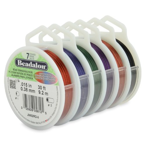 Beadalon 7-strand Beading Stringing Wire, 0.15- Inch, 6-pack Assorted Colors, 30-feet