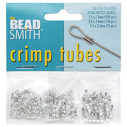 Beadsmith Variety Pack Shiny Silver Jewelry Crimp Tube Beads (475 Pack), 3 Size