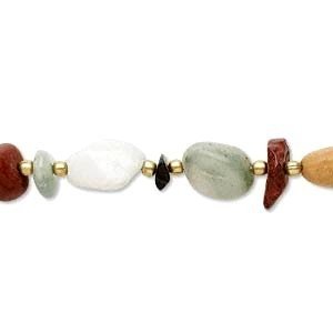 Beggar Bead Long 28-inch Necklace With Multiple Stones