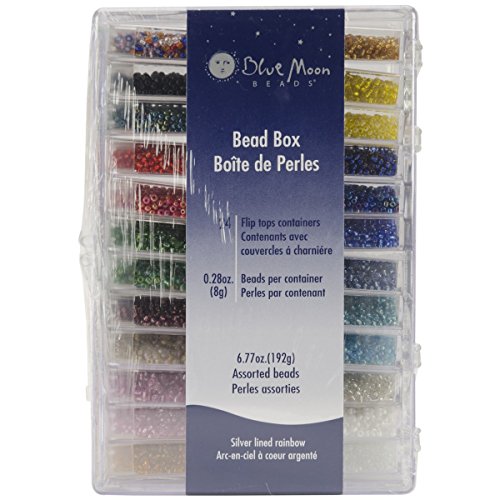 Blue Moon Bead Boutique Bead Box, Multi Color Silver Lined Seed Beads