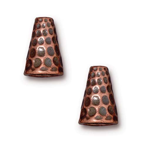 Copper Plated Pewter Hammertone Tall Cone Strand Reducer Beads 12.8mm (2)