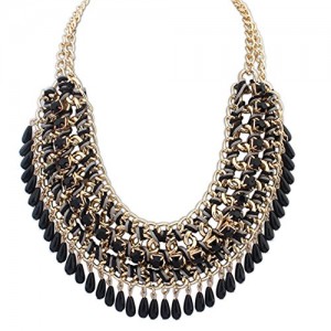 Eyourlife Hot Fashion Retro Jewelry Pendant Knit Chain Choker Chunky Statement Bib Necklace Black | Shop jewelry making and beading supplies, tools & findings for DIY jewelry making and crafts. #jewelrymaking #diyjewelry #jewelrycrafts #jewelrysupplies #beading #affiliate #ad