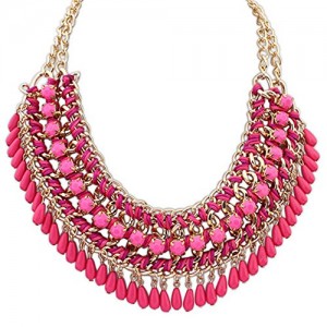 Eyourlife Hot Fashion Retro Jewelry Pendant Knit Chain Choker Chunky Statement Bib Necklace Burgundy | Shop jewelry making and beading supplies, tools & findings for DIY jewelry making and crafts. #jewelrymaking #diyjewelry #jewelrycrafts #jewelrysupplies #beading #affiliate #ad