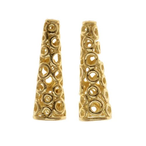 Gold Tone Brass Filigree Beading Cone Strand Reducer Non Tarnish 19mm (2)