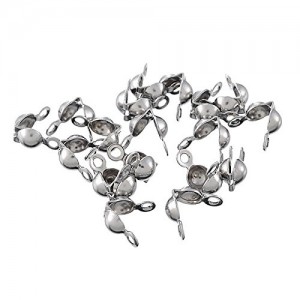 Shop Bead Tips & Knot Covers! Silver Tone Stainless Steel Calottes End Crimps Beads Tips Fit Ball Chain 7.7mmx7.4mm | Shop jewelry making and beading supplies, tools & findings for DIY jewelry making and crafts. #jewelrymaking #diyjewelry #jewelrycrafts #jewelrysupplies #beading #affiliate #ad
