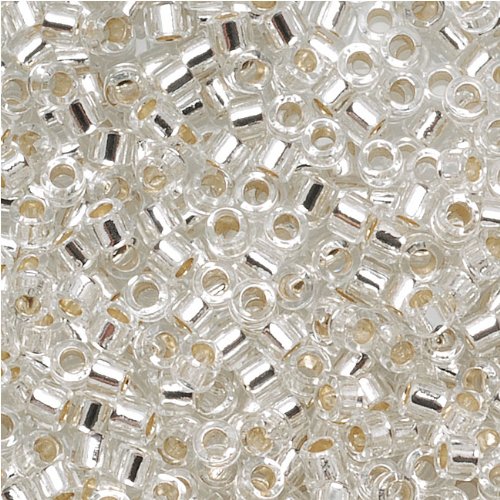 Miyuki Db041 7.2gm Delica Seed Beads, Size 11/0, Silver Lined Crystal