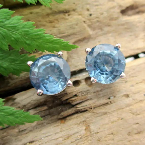 Montana Sapphire Earrings In Palladium - Blue Sapphire Fair Trade Gemstone Studs - 5.6mm