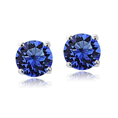 Silver Tone Birthstone Stud Earrings