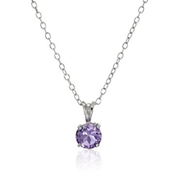 Sterling Silver 7mm Birthstone Pendant Necklace