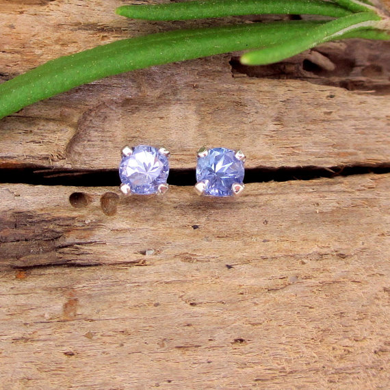Tanzanite Earrings: Solid 14k Gold, Platinum, Or Sterling Silver Studs | Minimalist Jewelry For Men Or Women | Made In Oregon