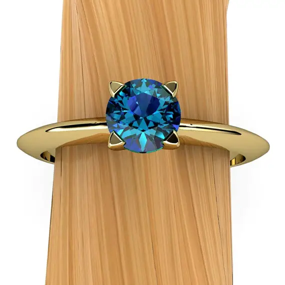 London Blue Topaz Ring In 14k Recycled Gold | Solitaire Prong Setting With Knife-edge Band, Stacking | "lyra"