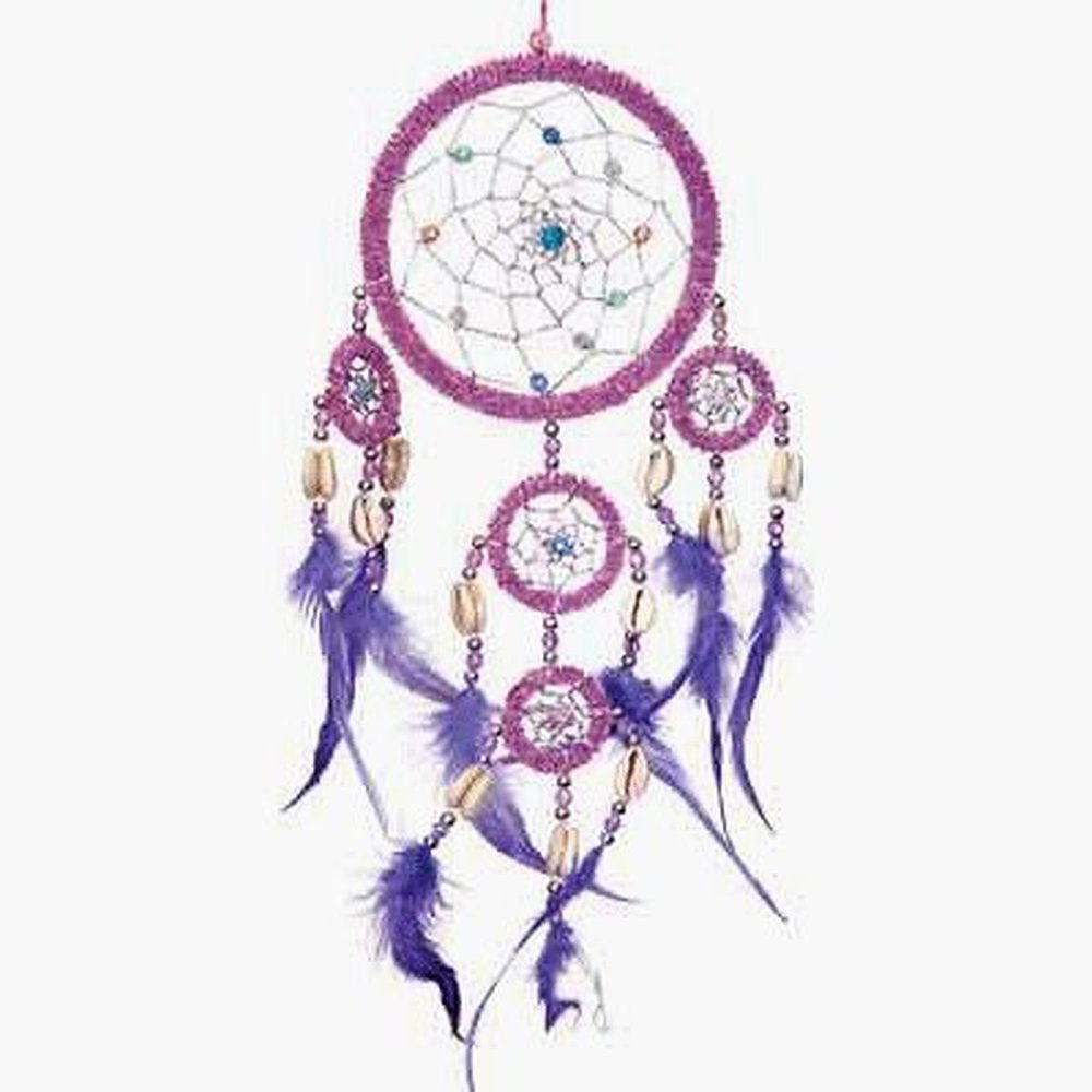 1 X Dreamcatcher Beaded Purple Feathers Iridescent
