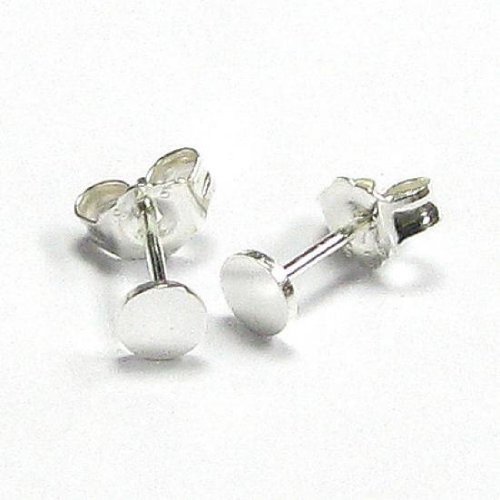 10 Pcs .925 Sterling Silver 4mm Flat Board Glue On Earring Post Setting W/ Clutches / Findings / Bright