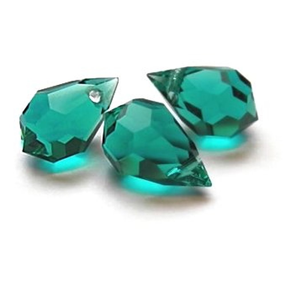 10 Pcs Zircon Green Glass Faceted Teardrop Briolette Beads