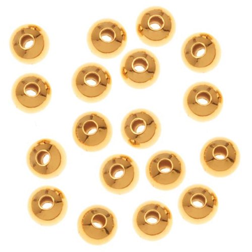 1000-piece Round Beads, 3mm, Gold Plated