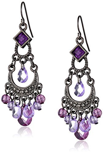1928 Jewelry Purple Crescent Chandelier Earrings