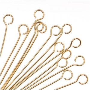 22K Gold Plated Open Eye Pins 24 Gauge 2 Inch (x50) | Shop jewelry making and beading supplies, tools & findings for DIY jewelry making and crafts. #jewelrymaking #diyjewelry #jewelrycrafts #jewelrysupplies #beading #affiliate #ad