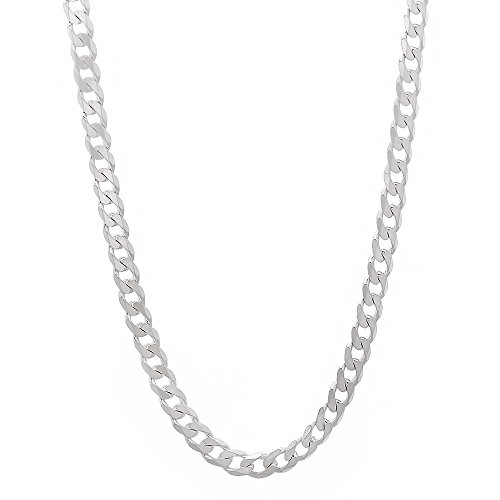 3mm Solid 925 Sterling Silver Cuban Link Curb Chain Necklace, 24"