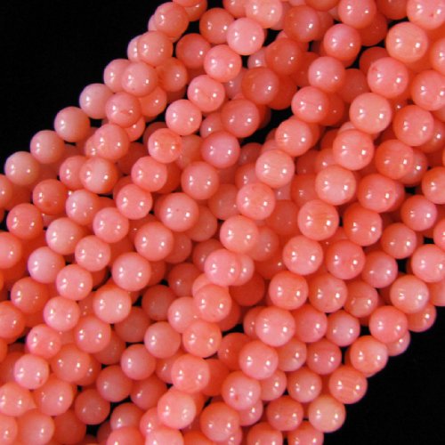 4mm Pink Coral Round Beads 16" Strand
