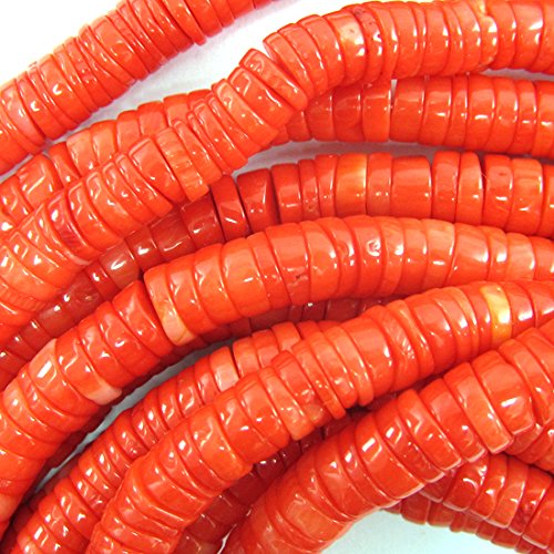 6-7mm Orange Coral Heishi Beads 15.5" Strand