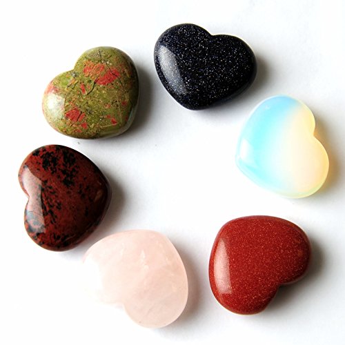 6 Pcs Gemstone Crystal Peaceful & Romantic Heart