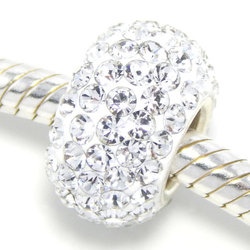 925 Sterling Silver "clear Crystals" Charm Bead