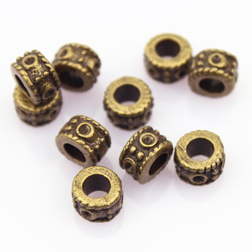 Antique Brass Bronze Vintage Style Round Bead Spacer With Large Hole